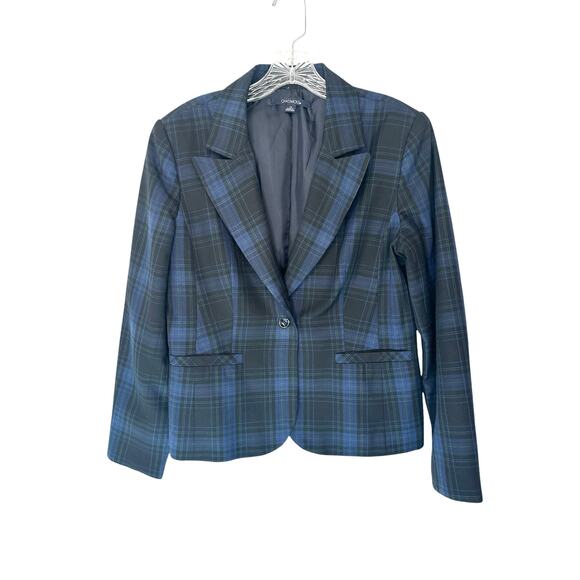 Chadwicks Blue Plaid Preppy Dark Academia Office Career Work Blazer Size 12 - Picture 1 of 12